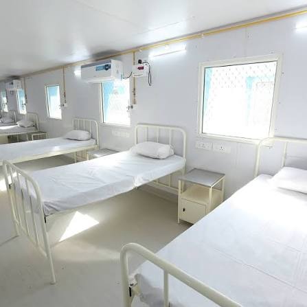 Prefab inpatient unit ward with patient beds, South Kalimantan